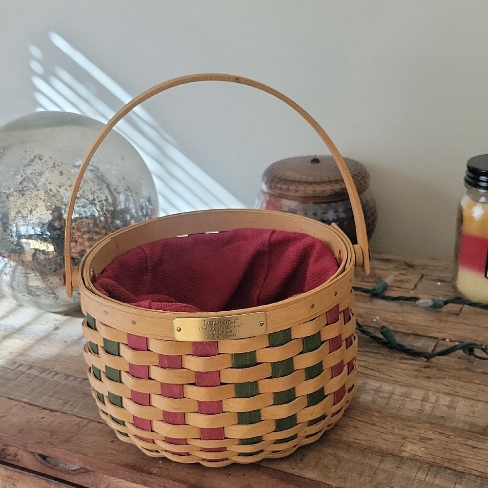 Longaberger Vintage 2003 Christmas Collection Caroling Basket With Both Linings